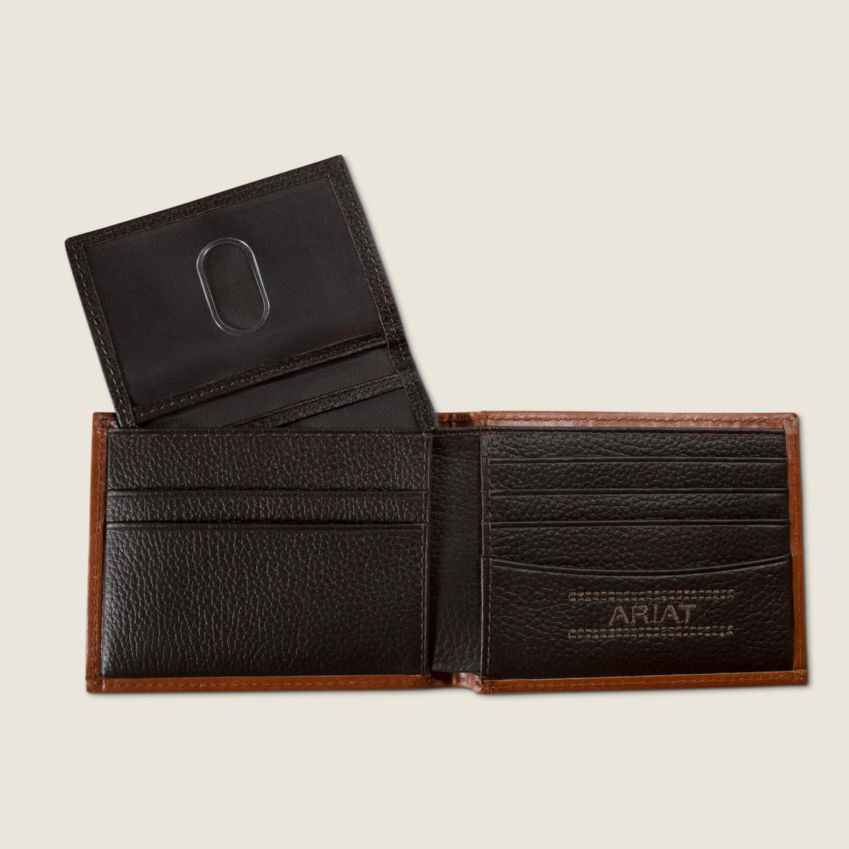 Men's Bifold Wallet, Diamond Embossed, Brown by Ariat - back