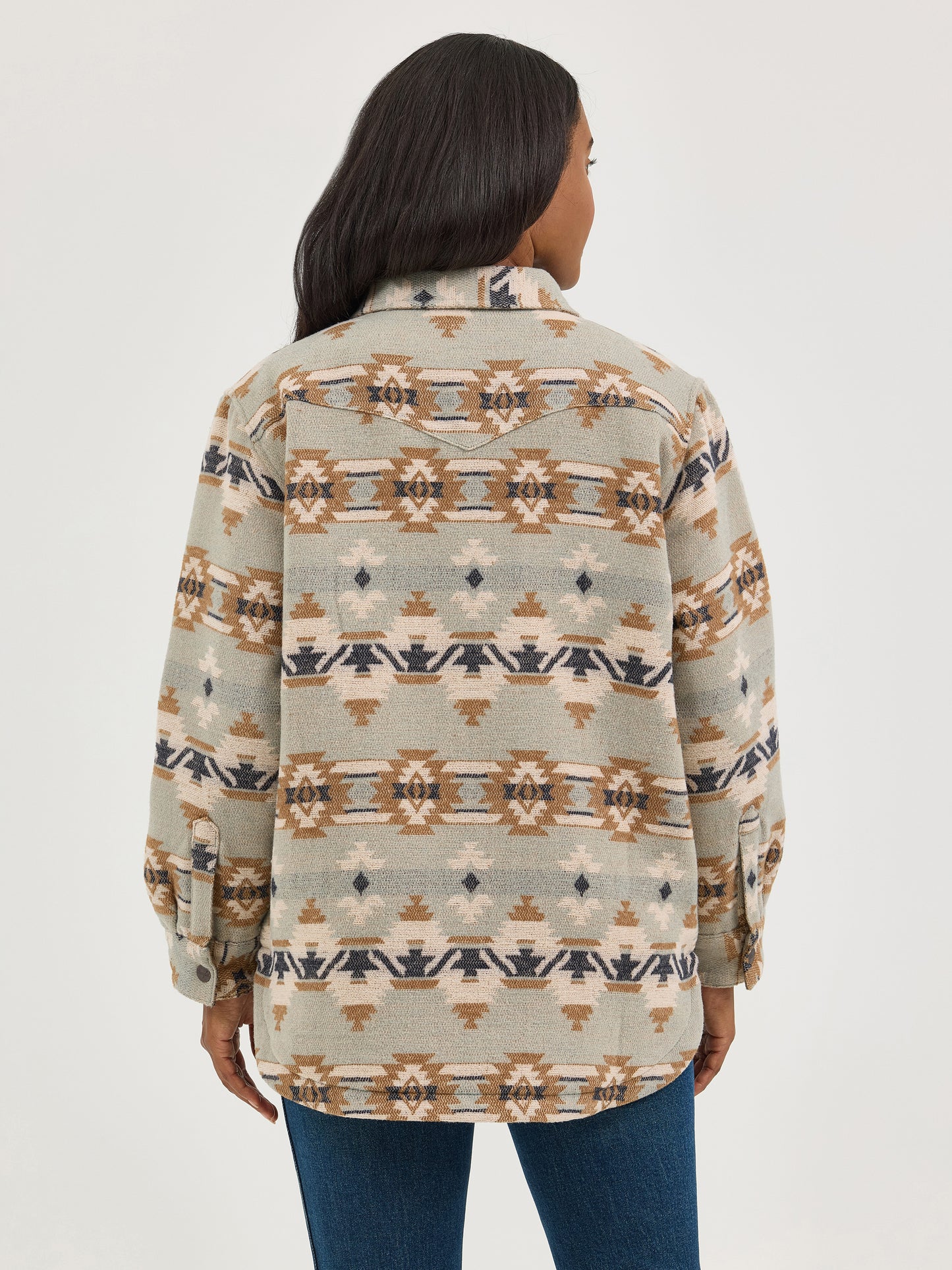112368299 Women's Retro Quilted Lined Jacquard Shacket by Wrangler