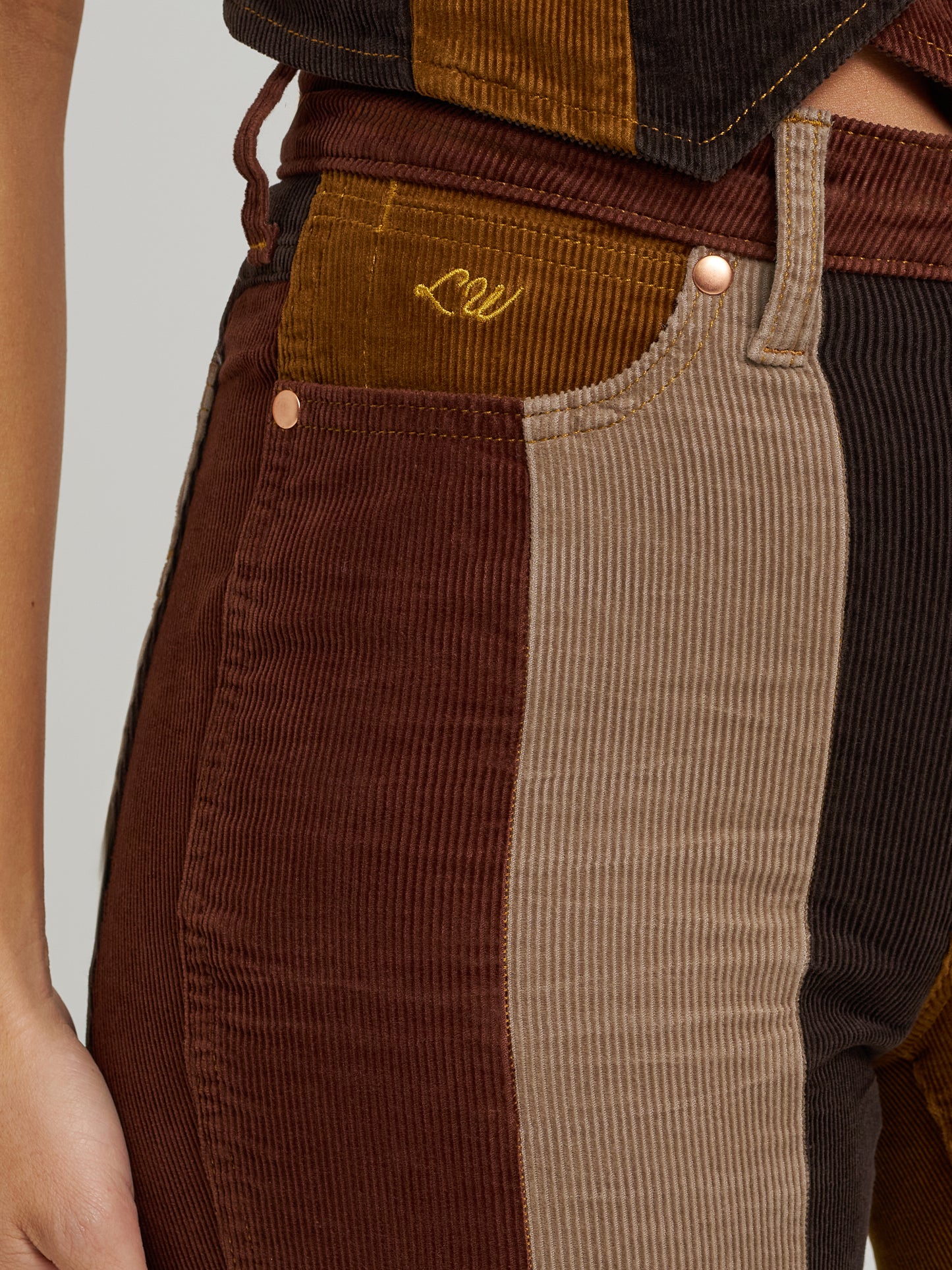 112370628 Women's Lainey Wilson Patchwork Corduroy Bell Jean by Wrangler
