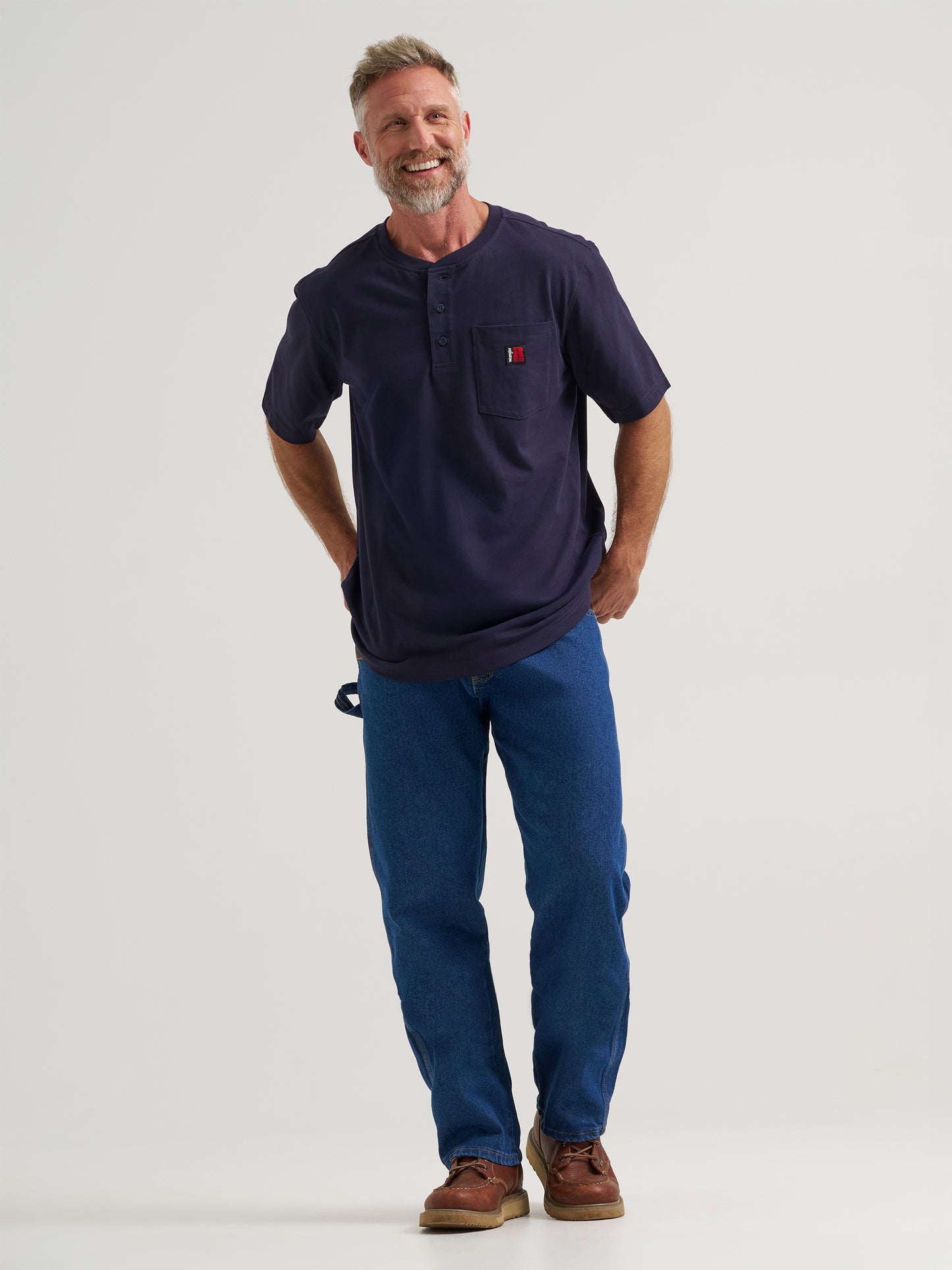 112375064 Men's Riggs Short Sleeve Henley in Navy by Wrangler