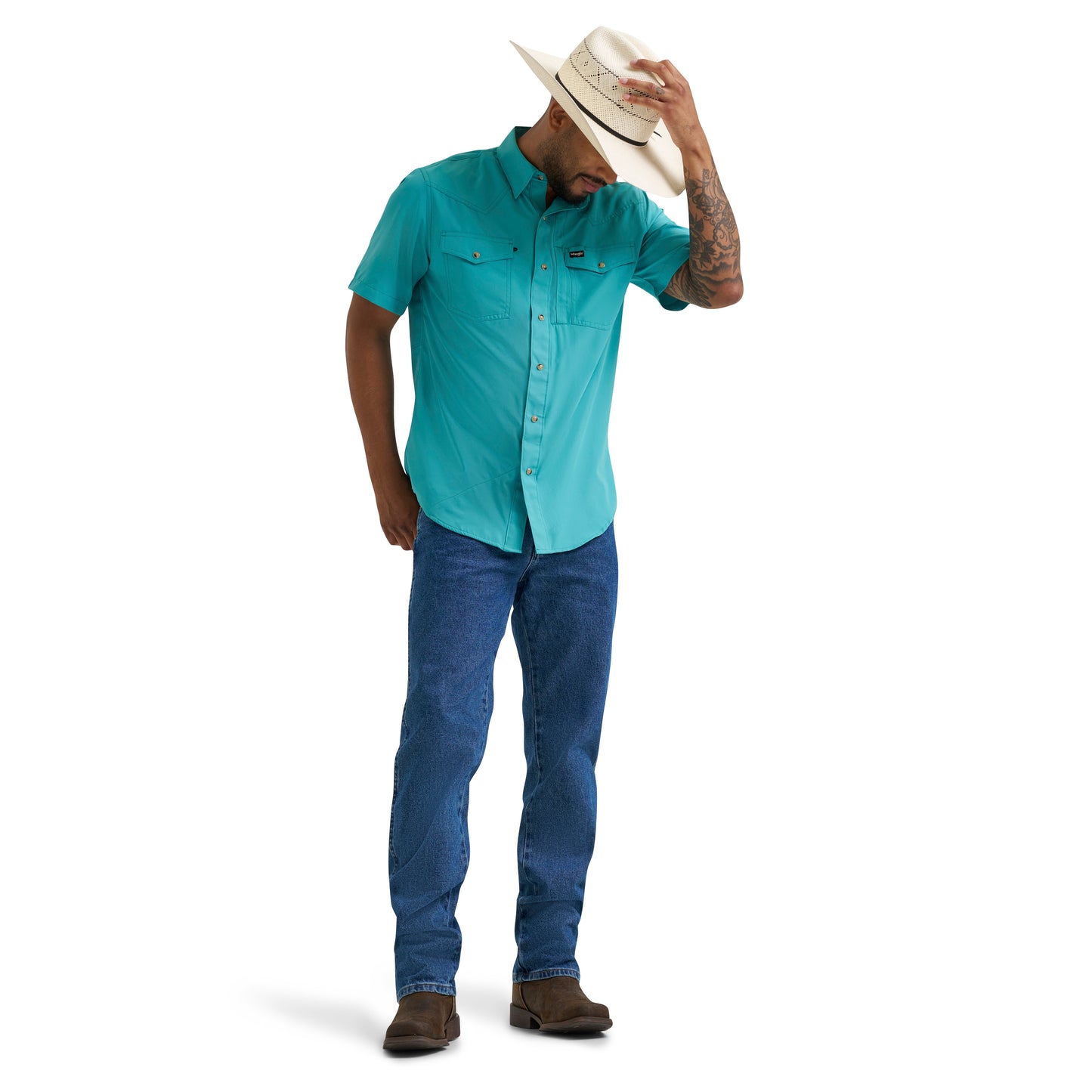 112375104 Men's ATG Short Sleeve Western Performance Shirt by Wrangler