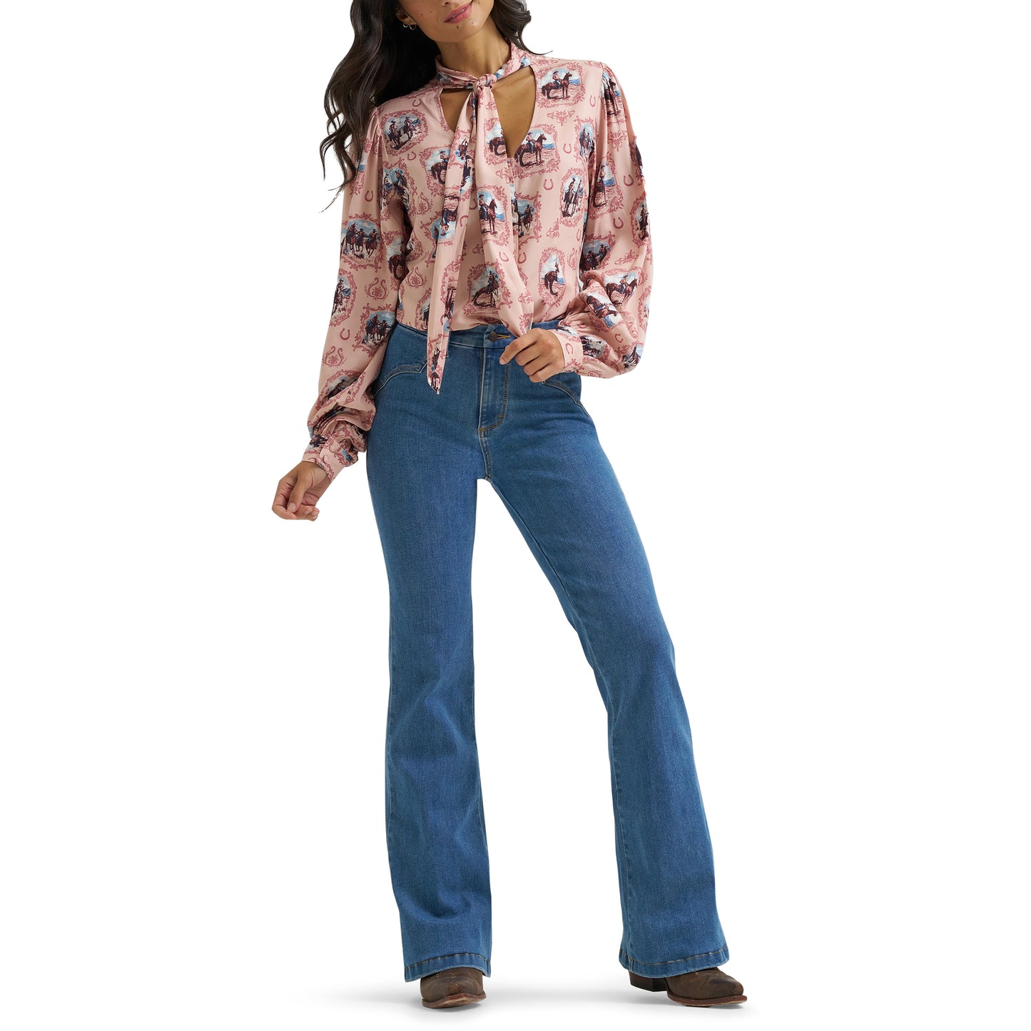 112382520 Women's Cameo Tie Neck Blouse by Wrangler