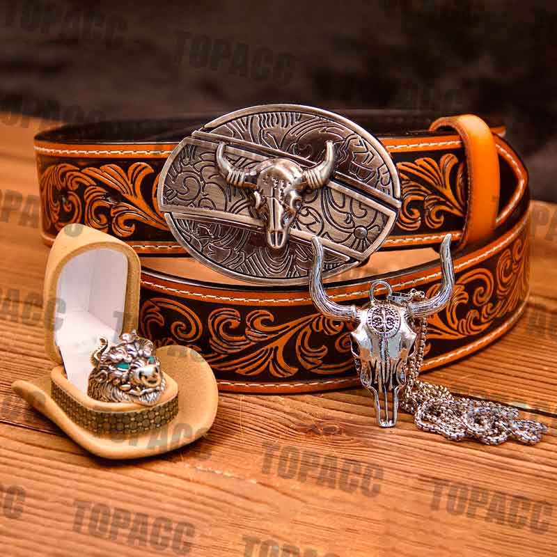 Justin Men's Longhorn Buckle Leather Belt - Country Outfitter