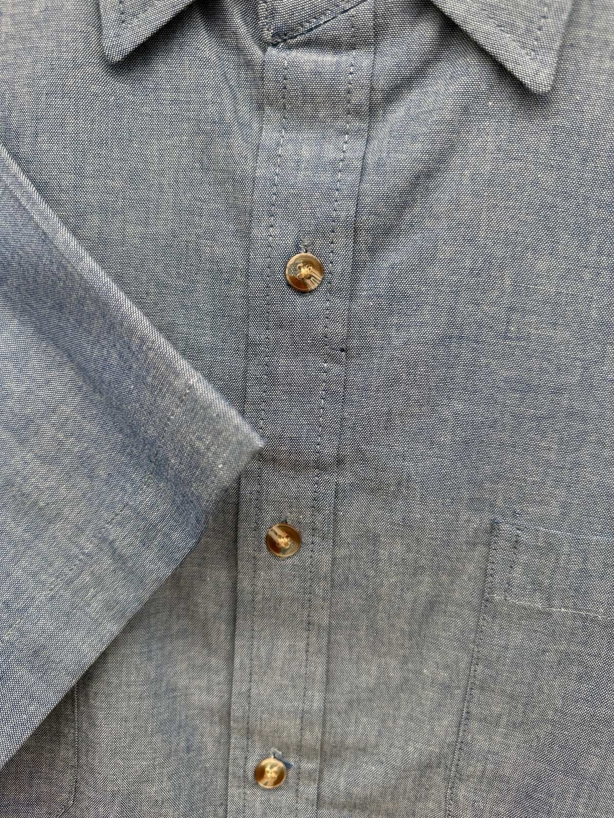 Men's Short Sleeve Button-Front Chambray Shirt by Ely & Walker - button detail