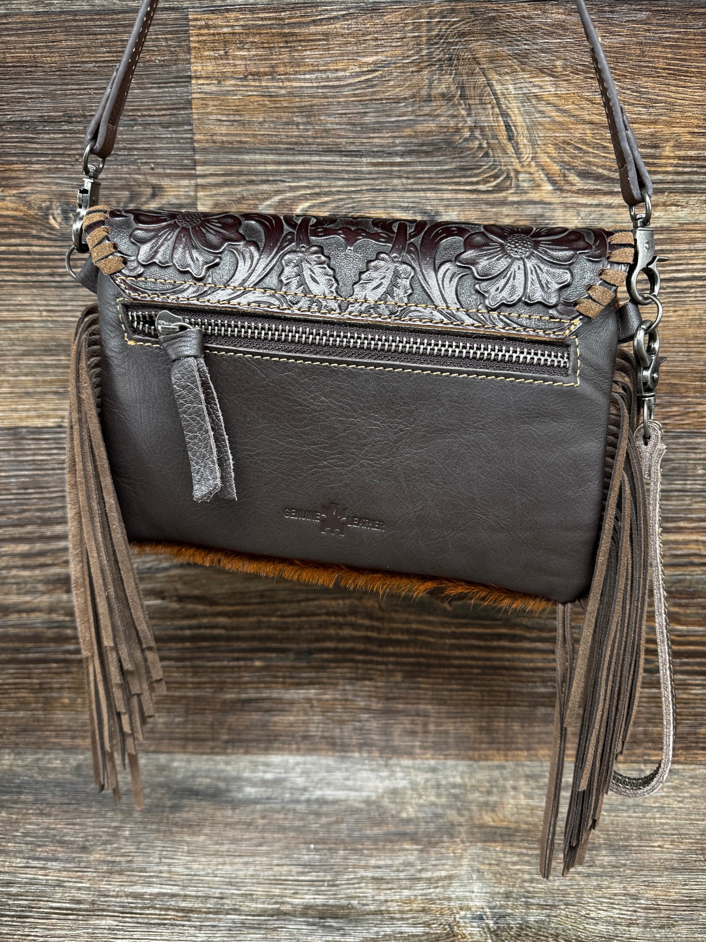 3052CF Women’s Coffee Cowhide Crossbody Purse by Top Notch