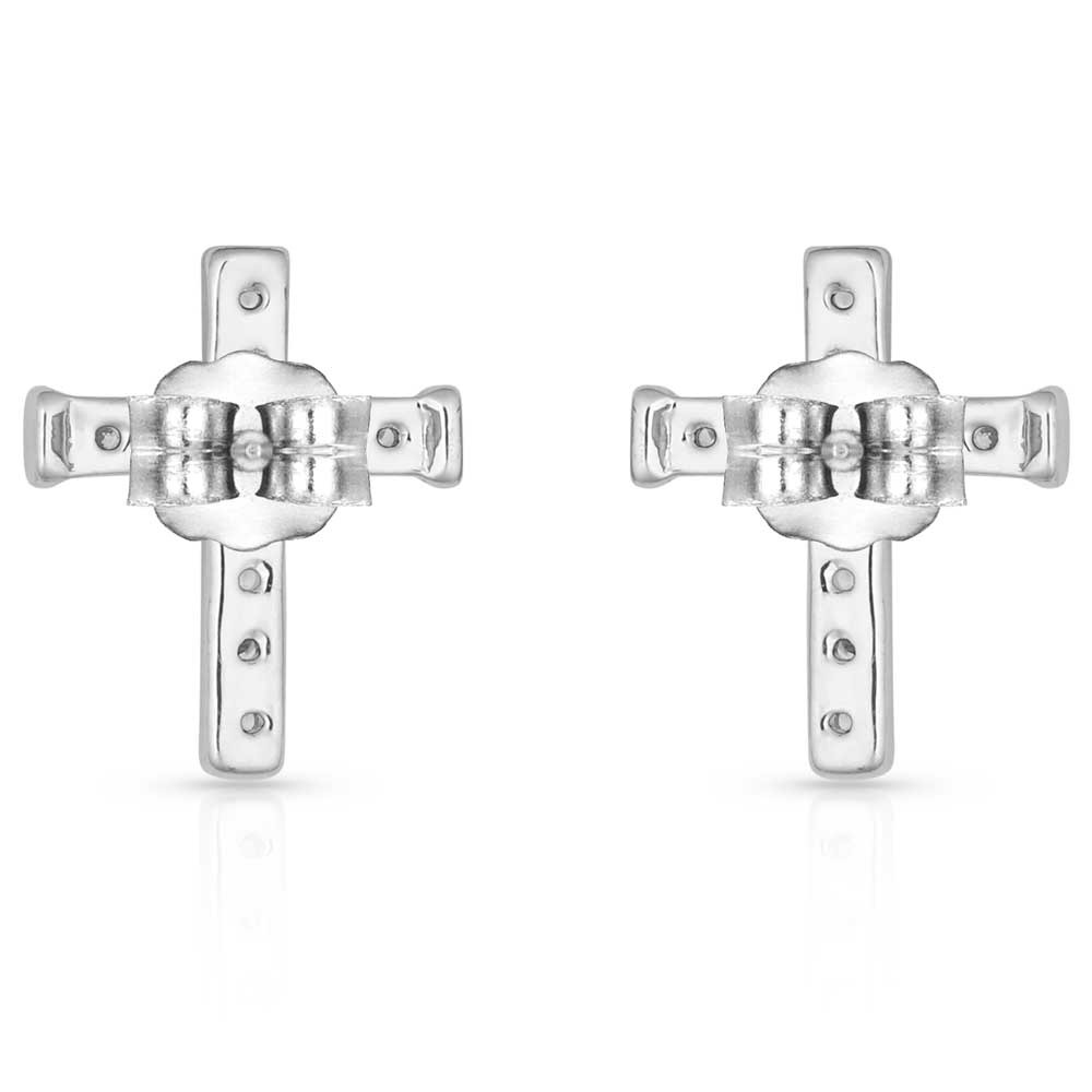 ER1510 Quiet Faith, Tiny Crystal Cross Earrings by Montana Silversmiths