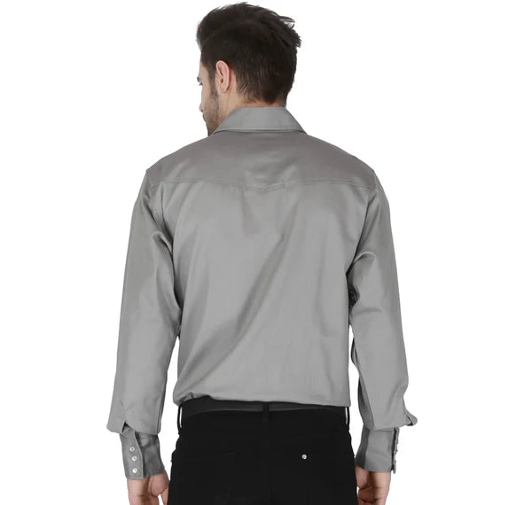 MFRSLD-002 LT GRY Men's Light Grey Flame Resistant Snap Shirt by Forge