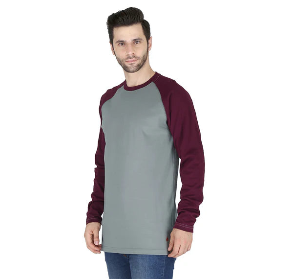 MLFRBBT0021-GRY/BU Men's FR Baseball T-Shirt by Forge