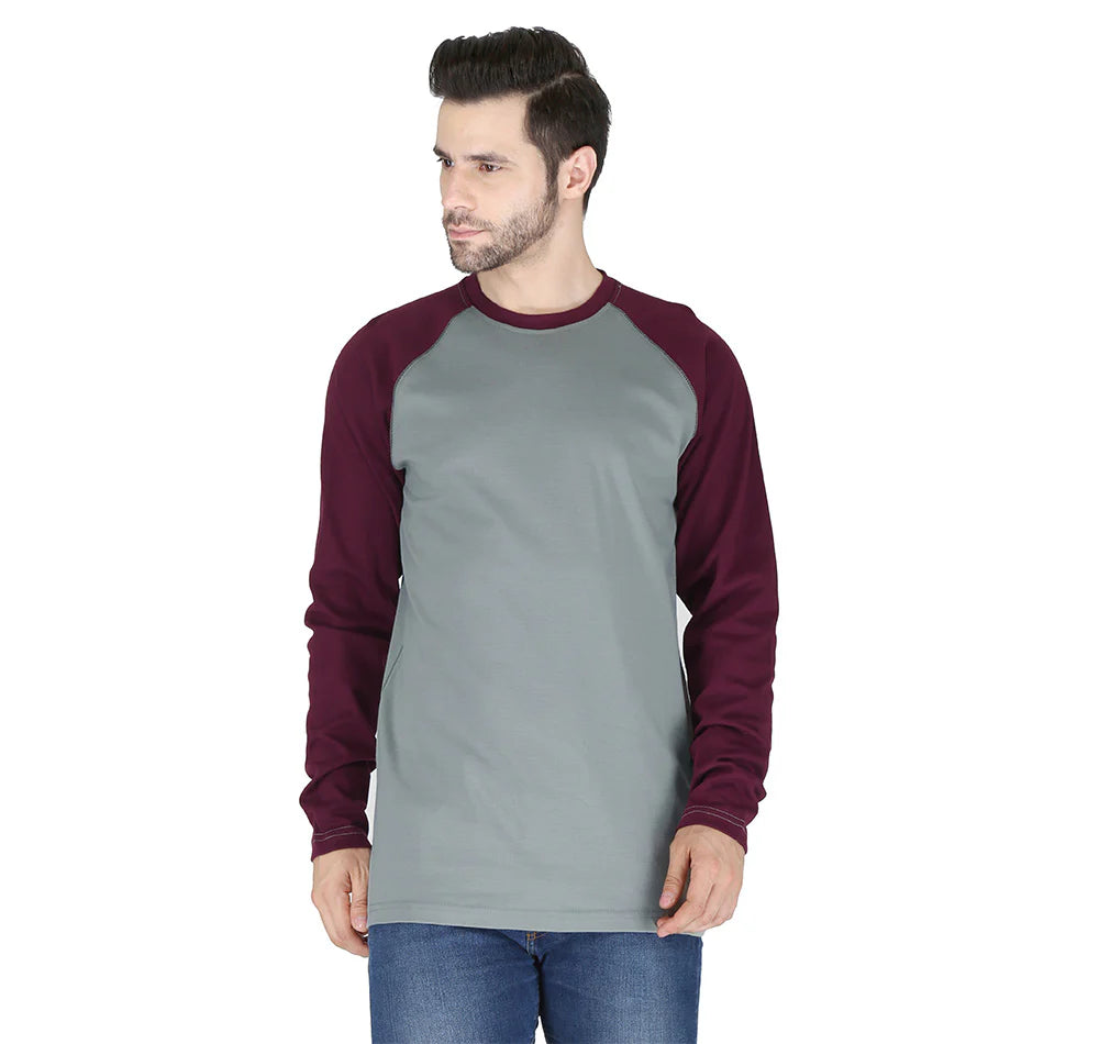 MLFRBBT0021-GRY/BU Men's FR Baseball T-Shirt by Forge