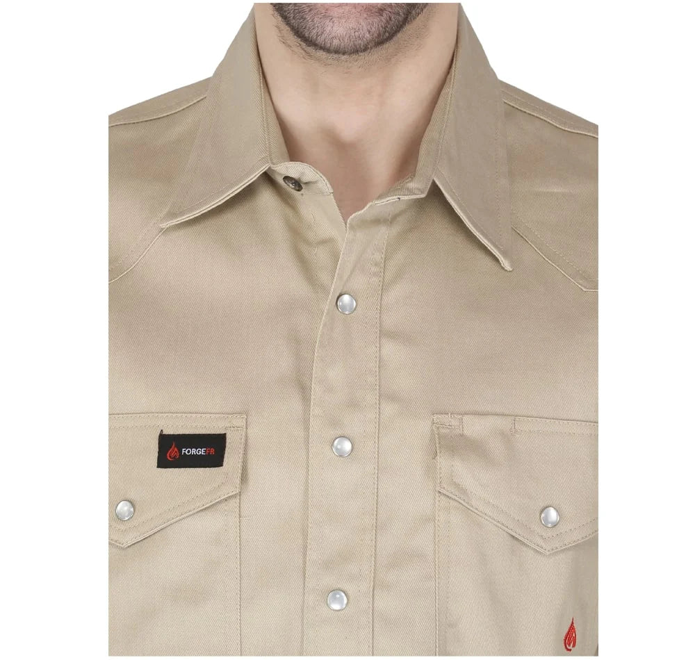 MFRSLD-002 STONE Men's Flame Resistant Snap Shirt by Forge