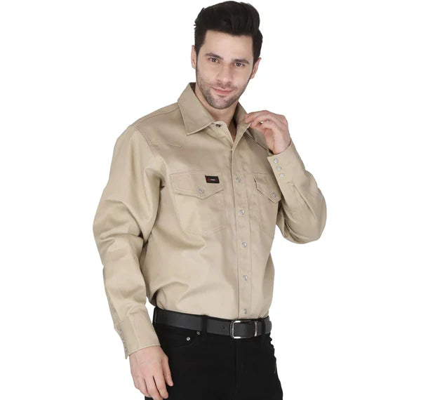MFRSLD-002 STONE Men's Flame Resistant Snap Shirt by Forge