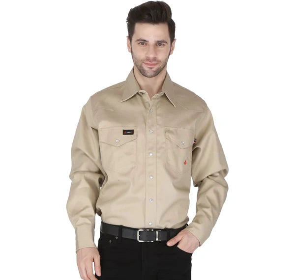 MFRSLD-002 STONE Men's Flame Resistant Snap Shirt by Forge