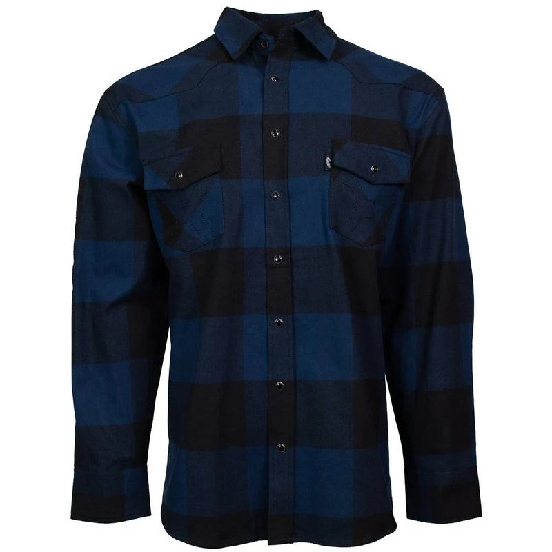 HF1002NVBK Men's Flannel Long Sleeve Snap by Hooey