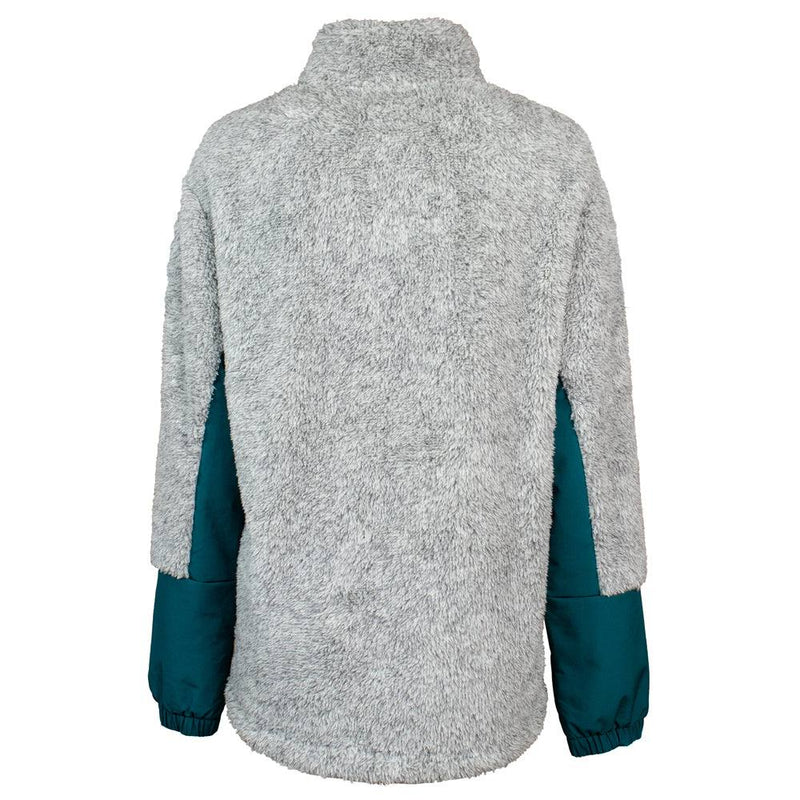 HFP004GY Ladies Grey/Teal Fleece Pullover by Hooey