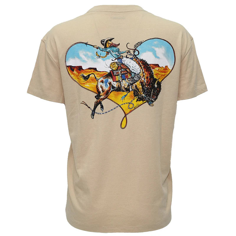 HT1786TN Buffalo Heart Ladies Tan Crew Neck T-Shirt by Hooey
