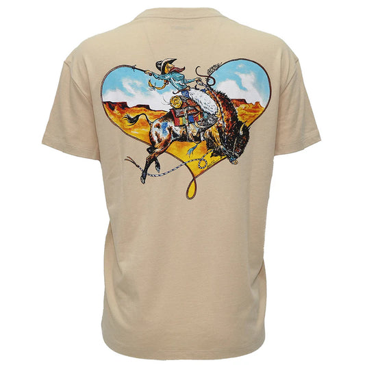 HT1786TN Buffalo Heart Ladies Tan Crew Neck T-Shirt by Hooey