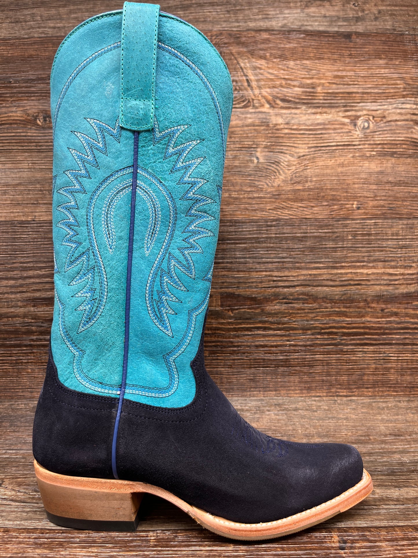 M7513 Women's French Toe Marine Blue Suede Western Boots by Macie Bean