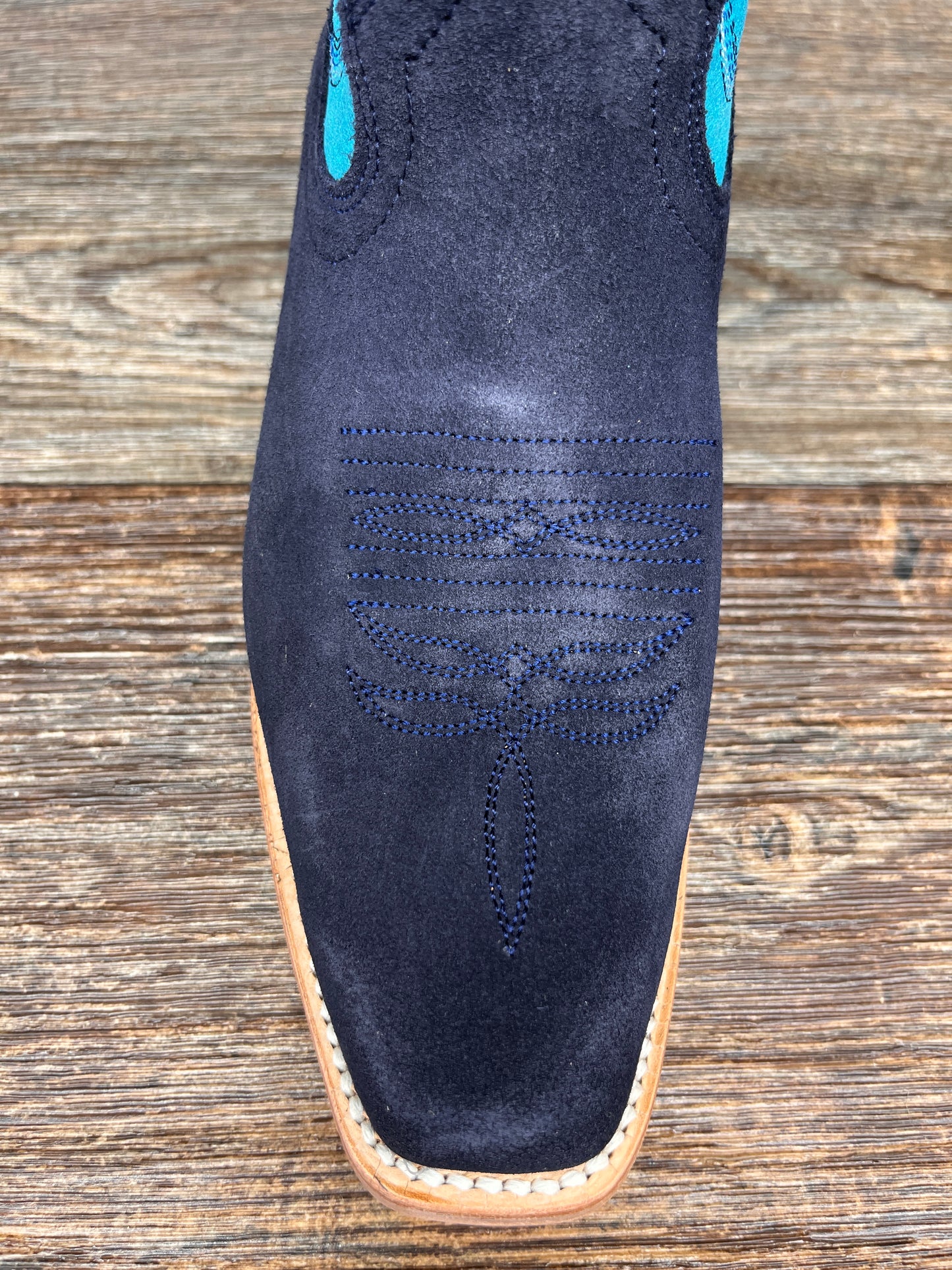 M7513 Women's French Toe Marine Blue Suede Western Boots by Macie Bean