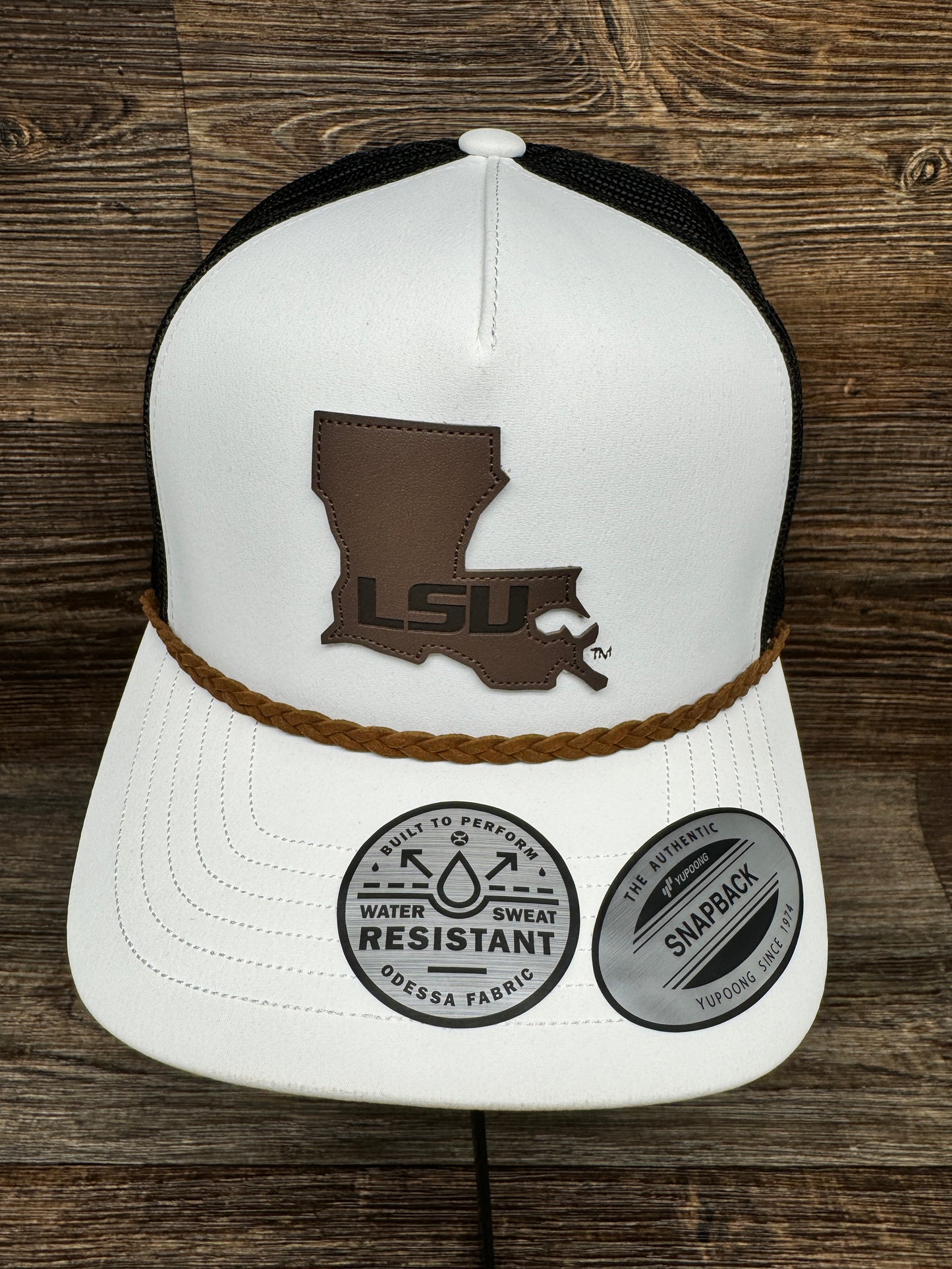 7285T-WHBK LSU Louisiana Patch 5 Panel Trucker Cap by Hooey