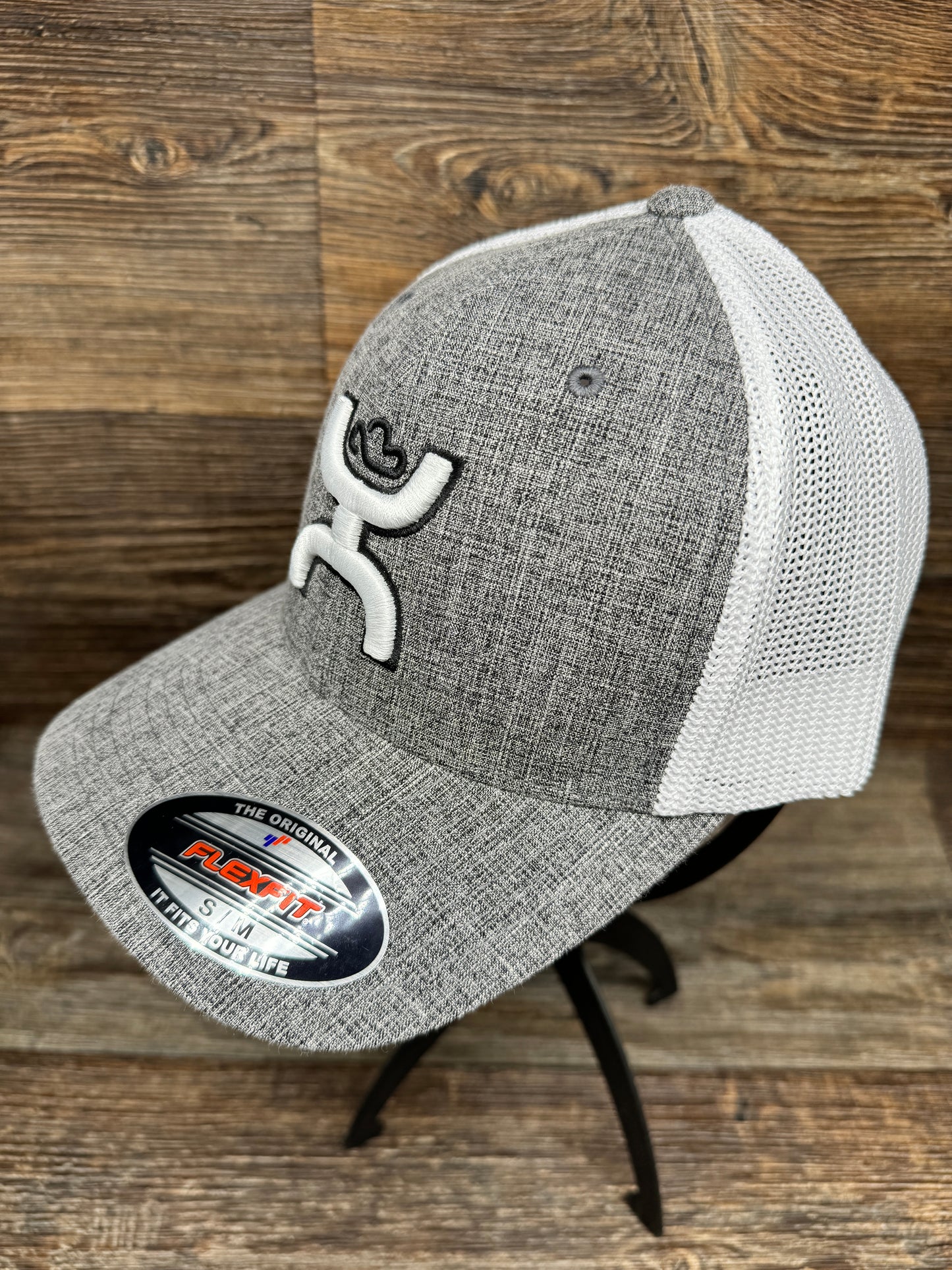 2011GYWH Cayman Grey/White 6 Panel Flexfit Trucker Cap by Hooey