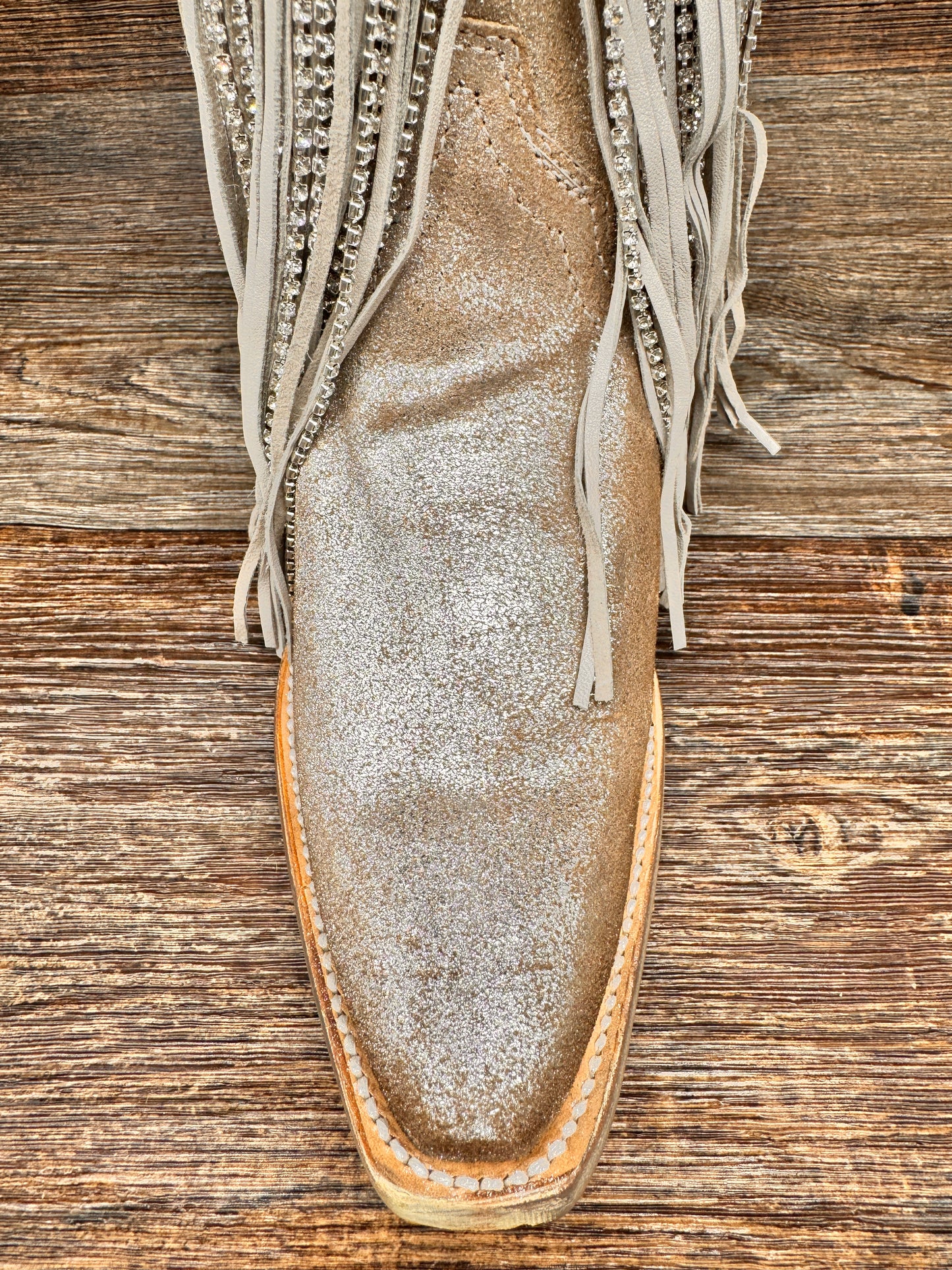 A4514 Women's Snip Toe Metallic Gold and Silver Fringe Boot by Corral
