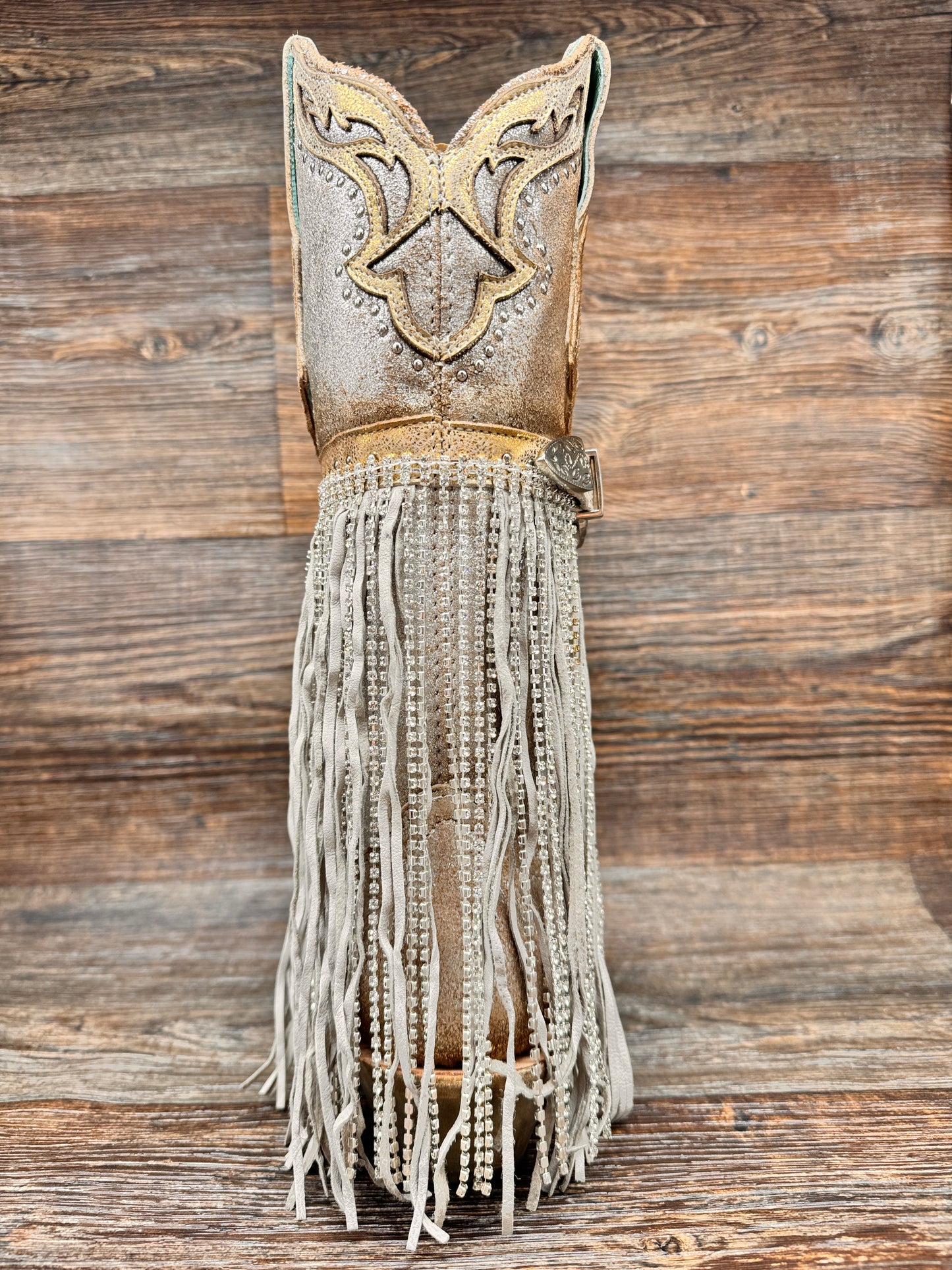 A4514 Women's Snip Toe Metallic Gold and Silver Fringe Boot by Corral