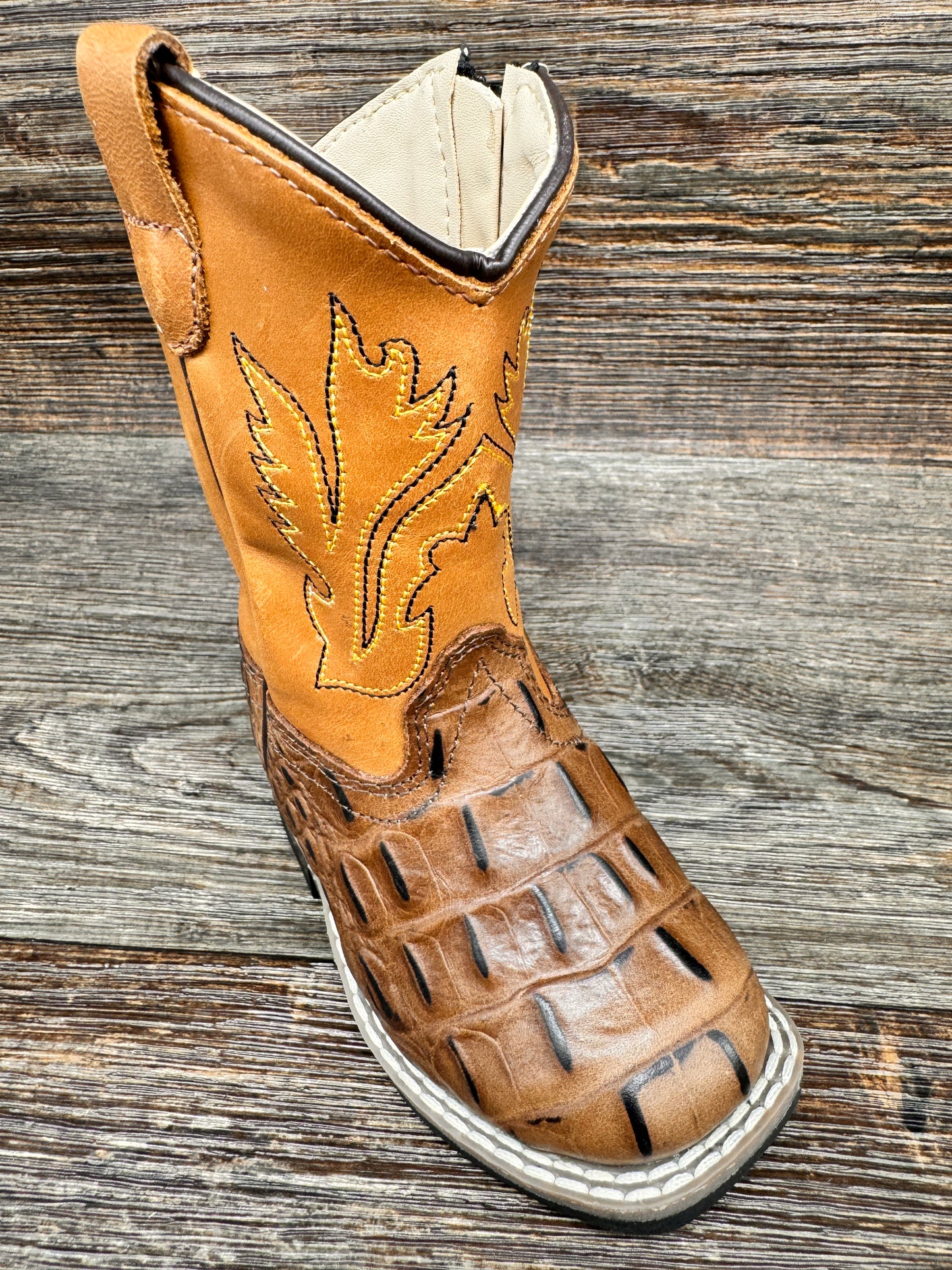 BSI1830 Toddler Alligator Print Square Toe Western Boot by Old West