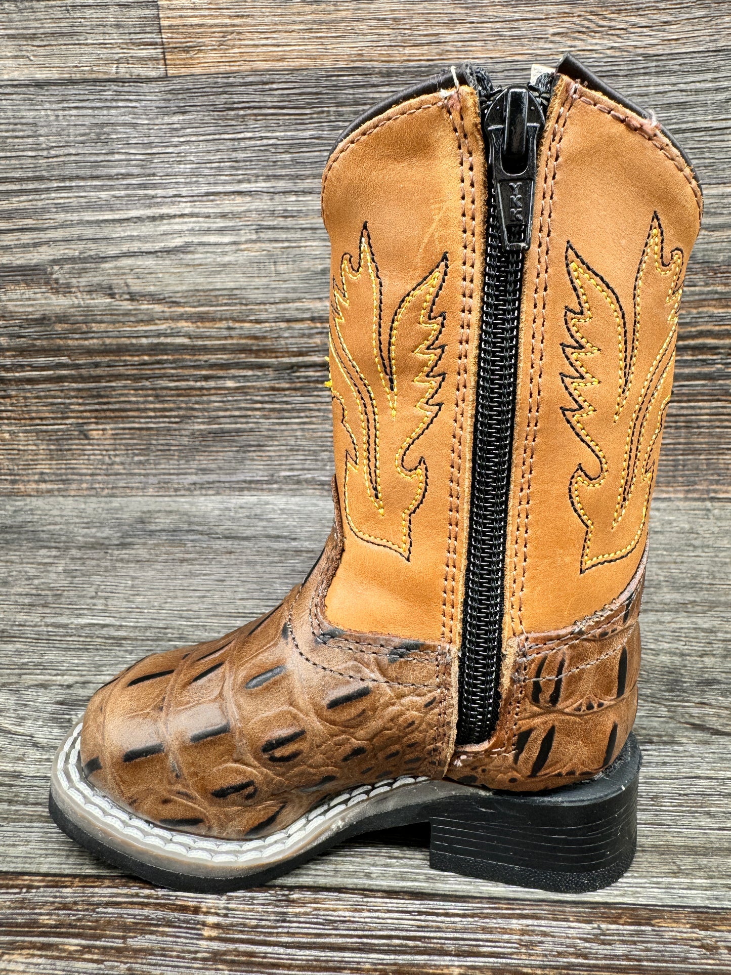 BSI1830 Toddler Alligator Print Square Toe Western Boot by Old West