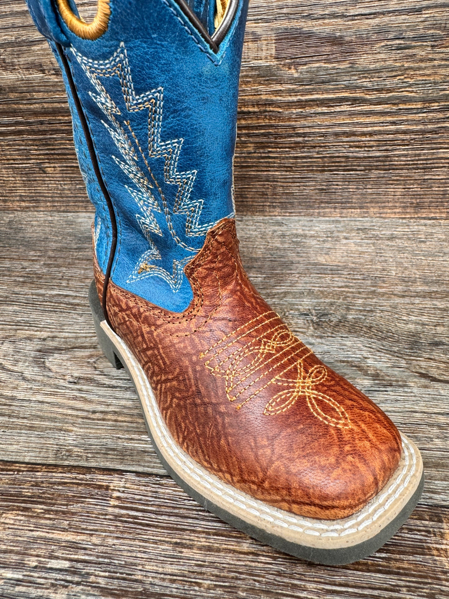 3418 Kid's Frontier Square Toe Western Boot by Smoky Mountain