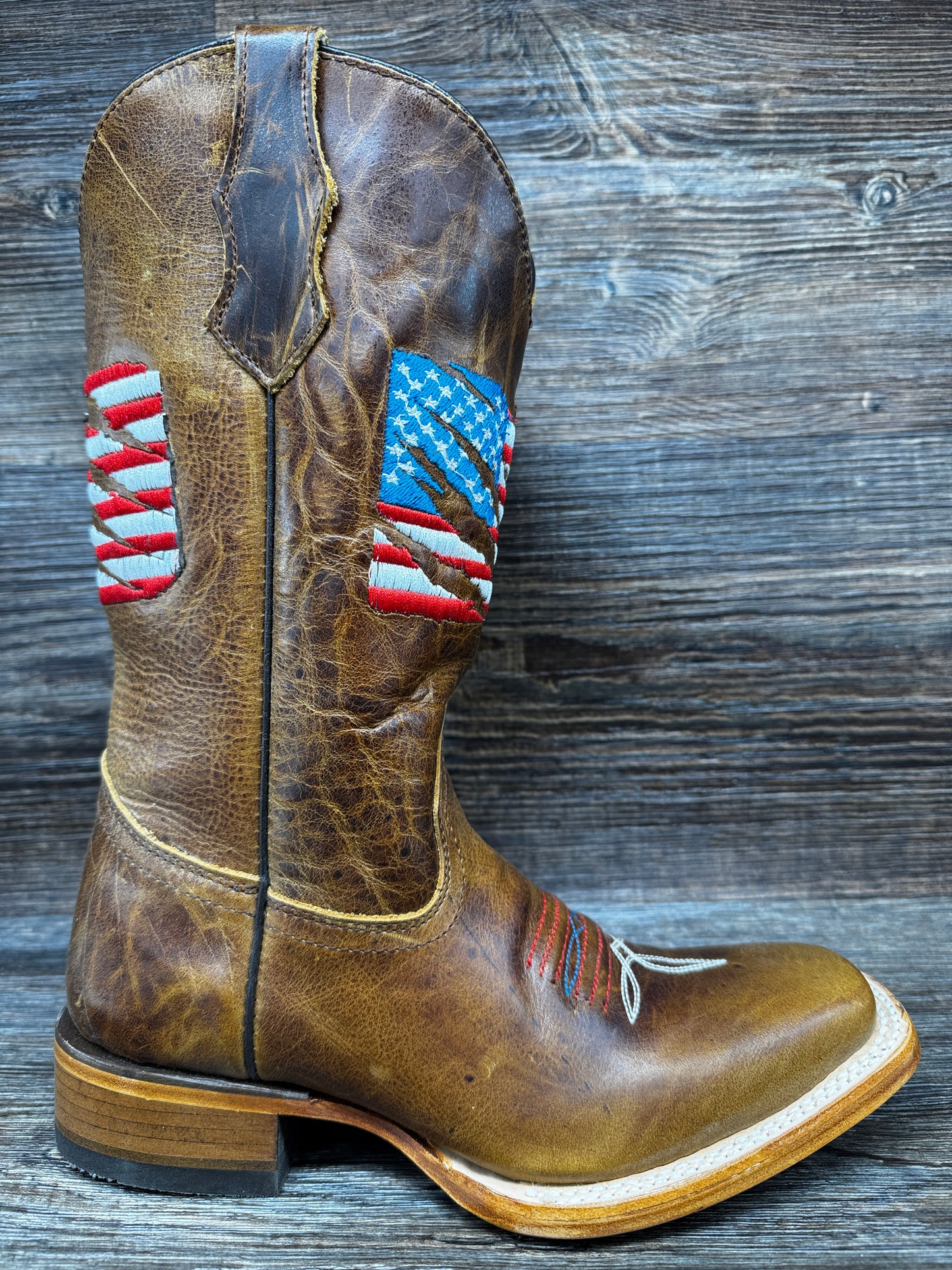T0228 Teens Brown Patriotic Square Toe western Boot by Corral