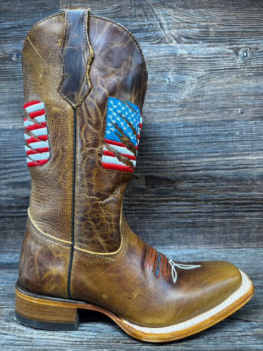 T0228 Teens Brown Patriotic Square Toe western Boot by Corral