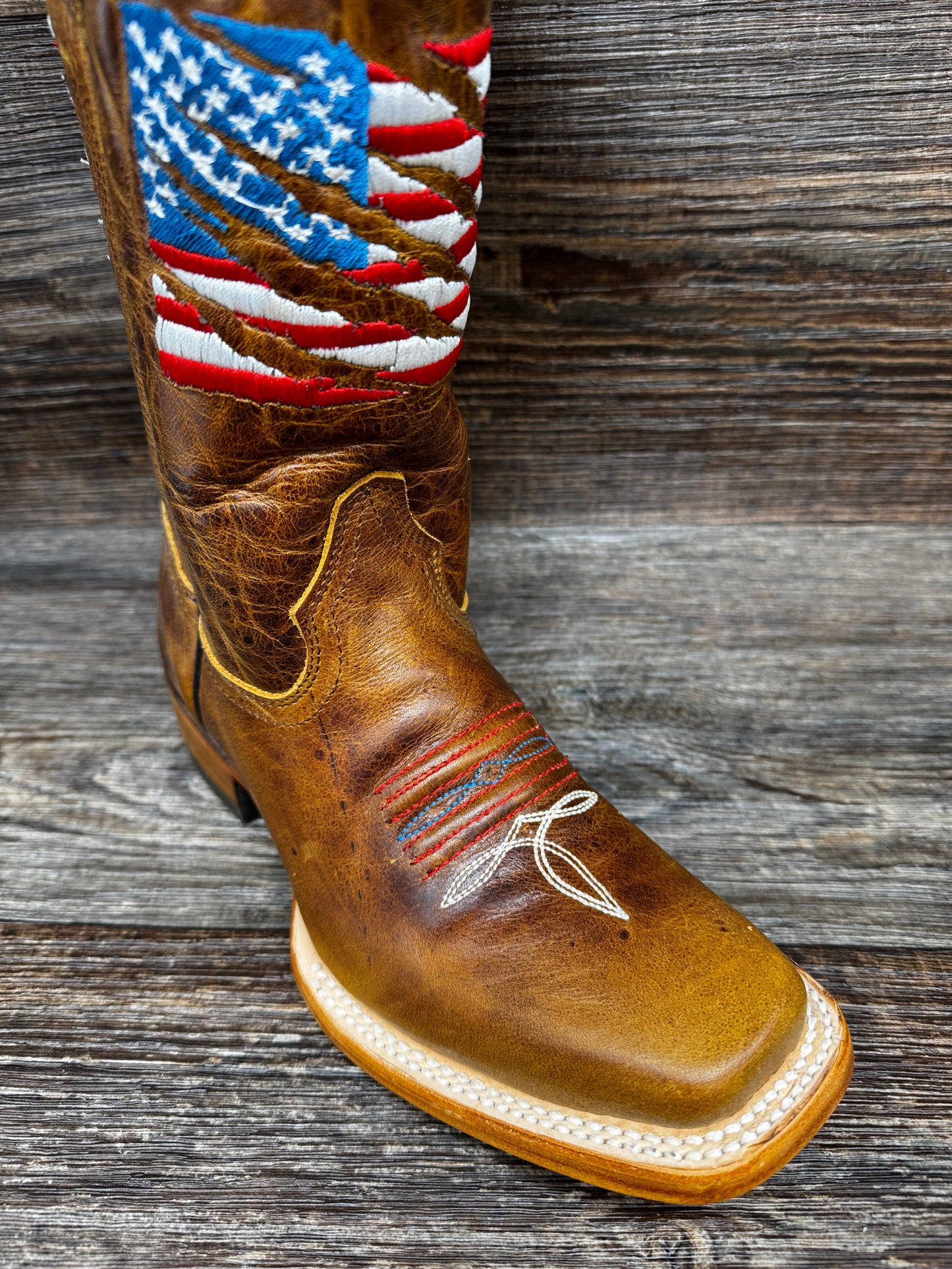 T0228 Teens Brown Patriotic Square Toe western Boot by Corral