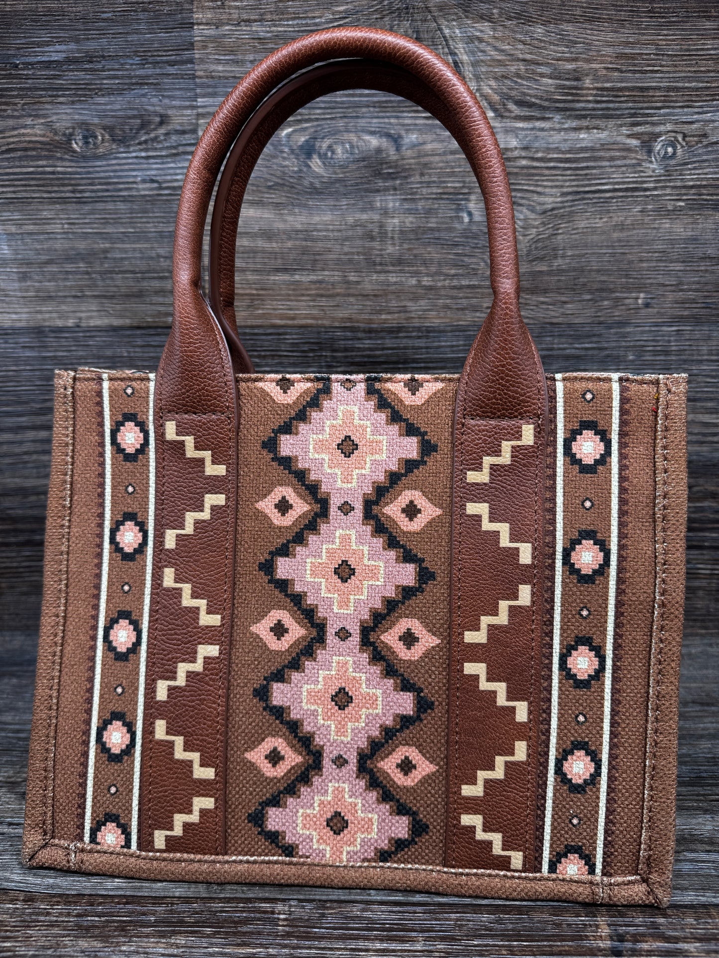 WG2203-8120SDBR Women's Wrangler Aztec Brown Tote by Montana West