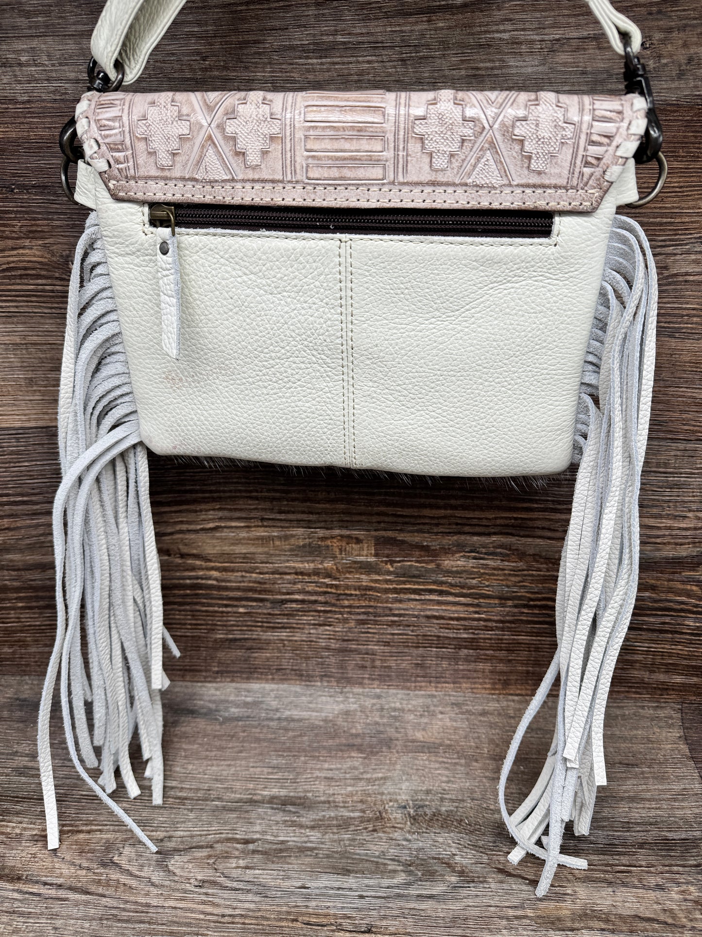 SW AZTEC WHT Women's Cowhide Crossbody Purse by Western Linens