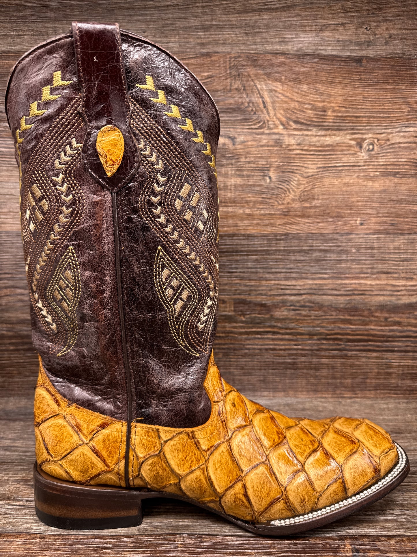 433936 Men's Bronco Pirarucu Print Square Toe Western Boot by Ferrini