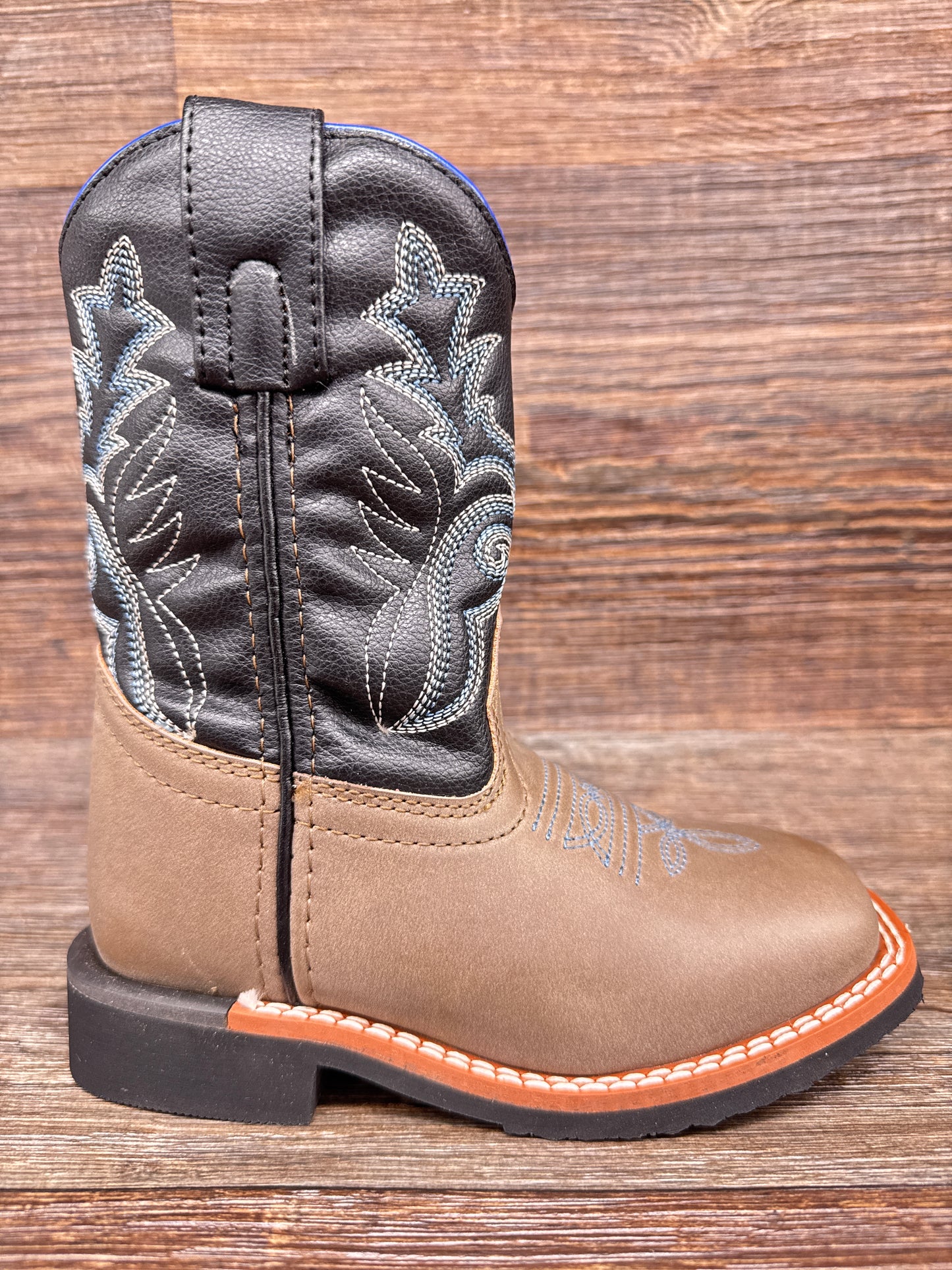 Ships Free! - LC2570 Kid's Faux Leather Square Toe Western Boot by Laredo