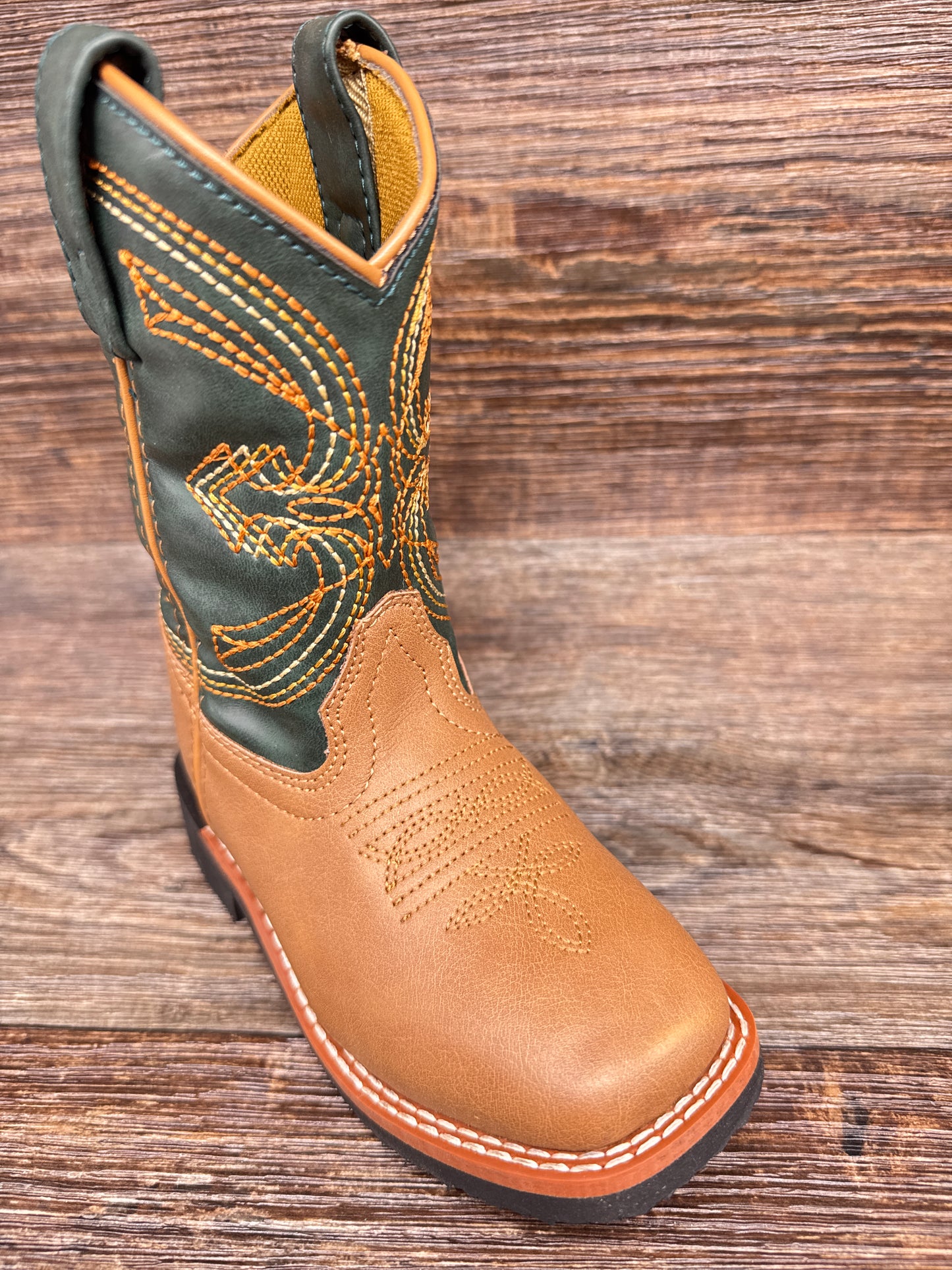 Ships Free! - LC2574 Kid's Faux Leather Square Toe Western Boot by Laredo