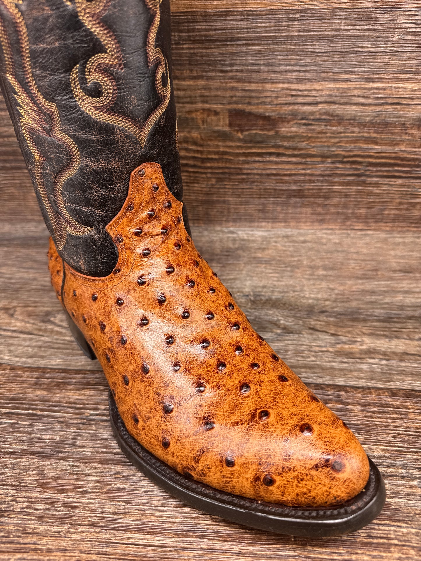 6064R Men's R-Toe Faux Ostrich Western Boot by Cowtown