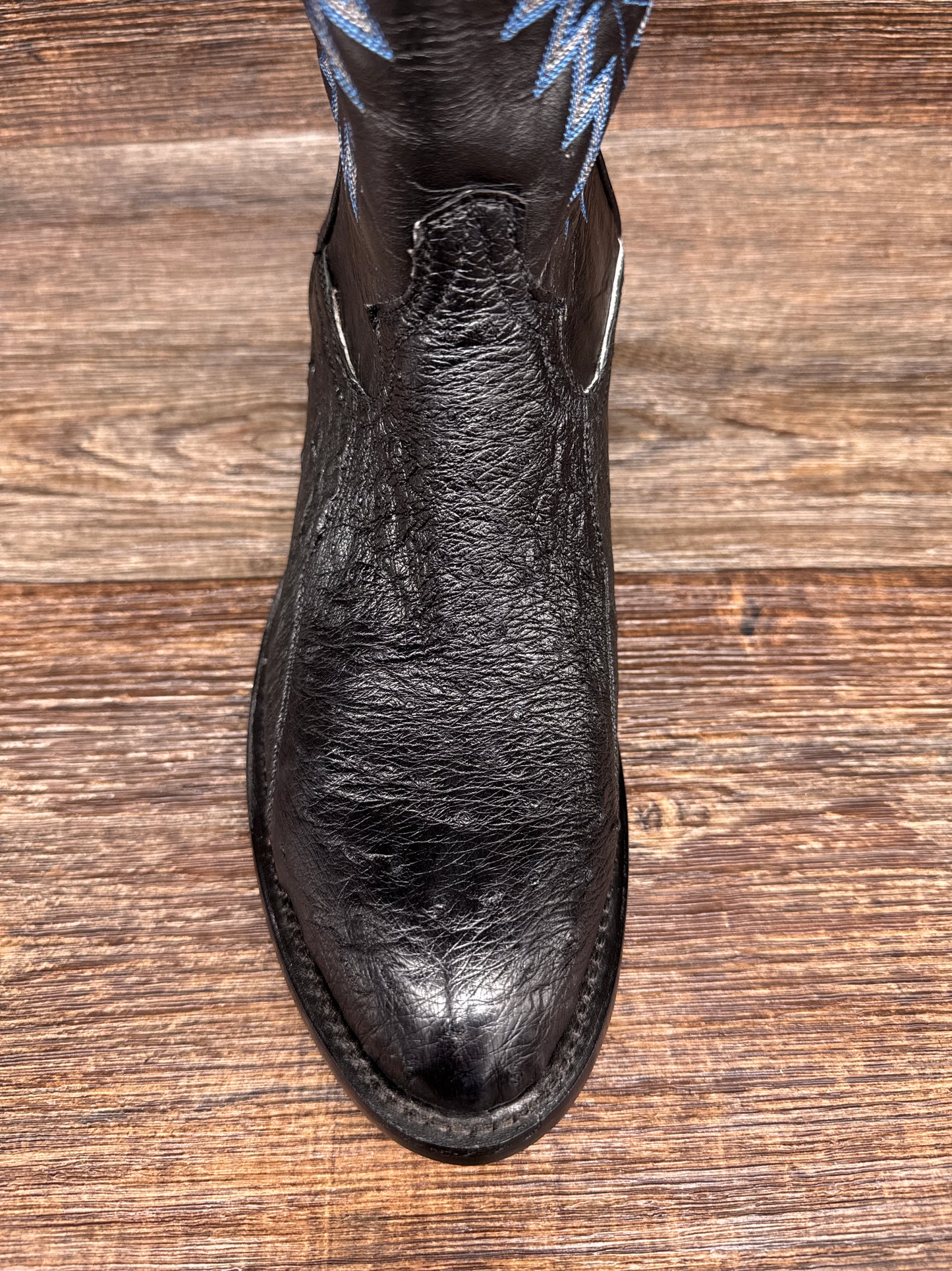 196W Men's R-Toe Genuine Smooth Ostrich Western Boots in Black by Cowtown