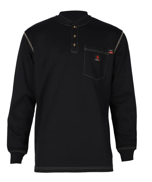 MFRCSHNLY-BLK Men's FR Henley T-Shirt