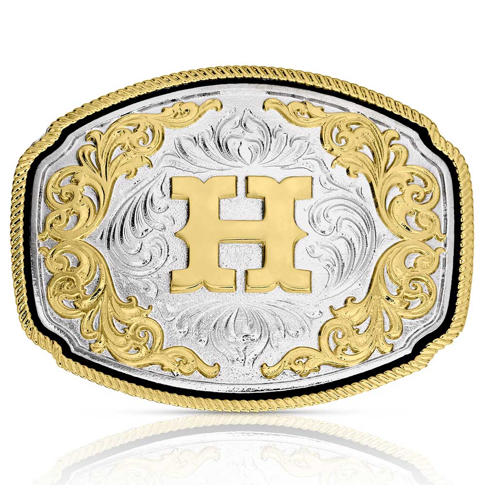 A1047 Western Initial Buckle by Montana Silversmiths