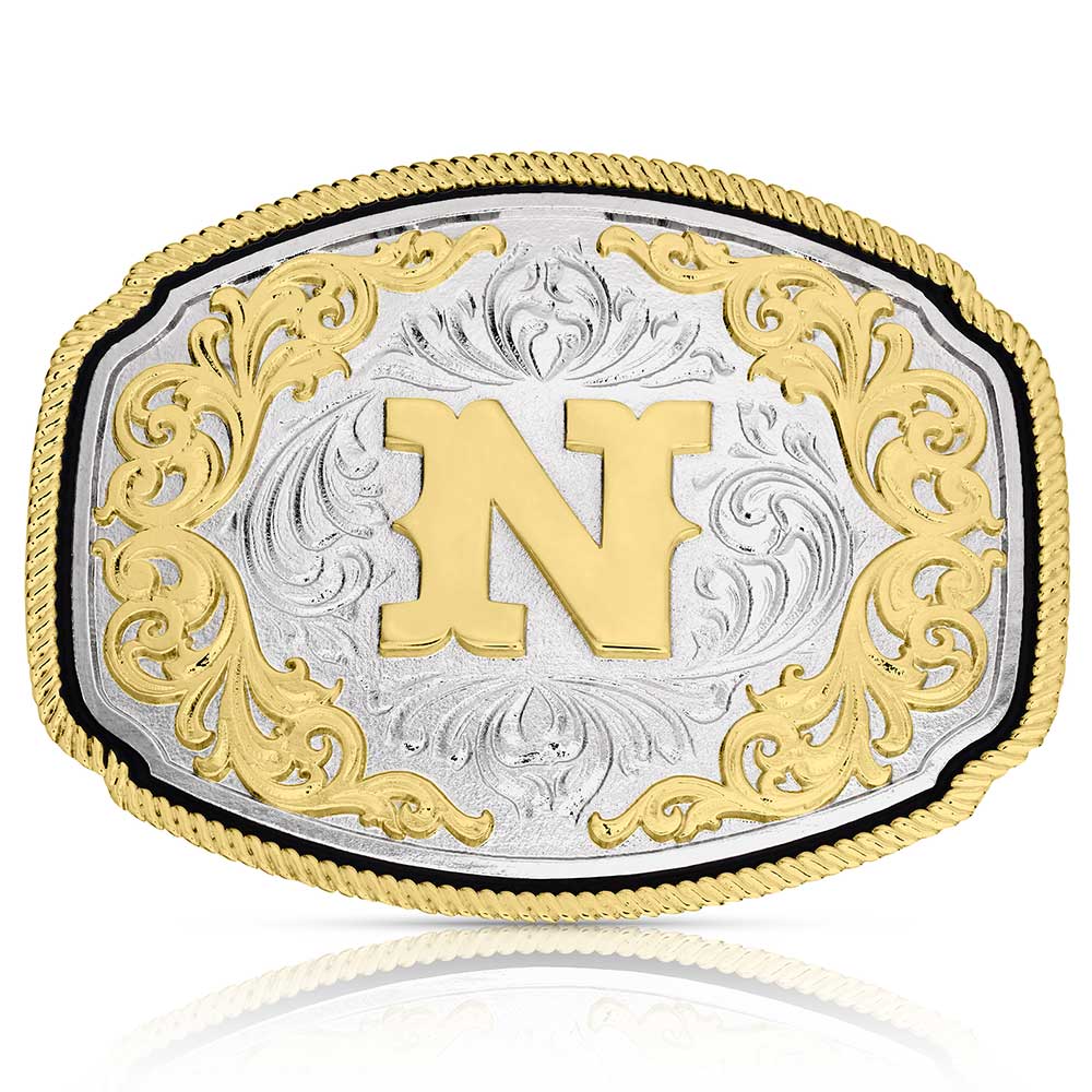 A1047 Western Initial Buckle by Montana Silversmiths