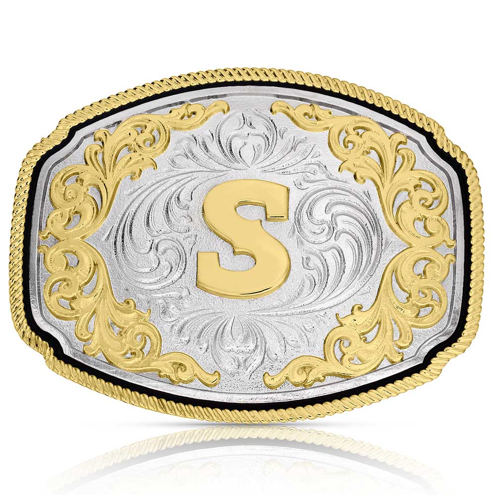 A1047 Western Initial Buckle by Montana Silversmiths
