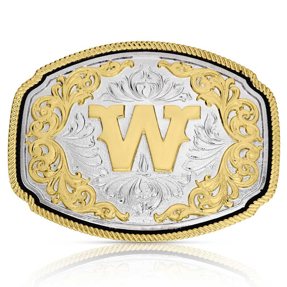 A1047 Western Initial Buckle by Montana Silversmiths