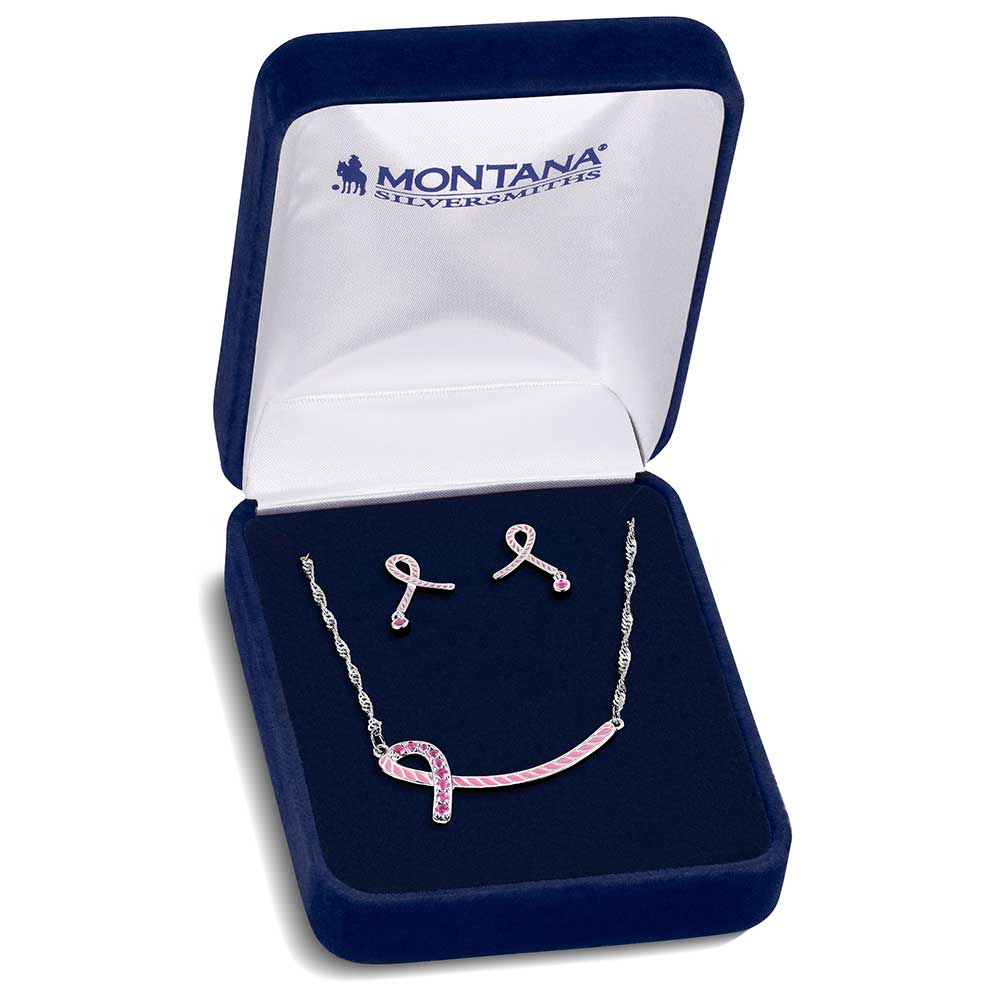 JS6339TWP Tough Enough to Wear Pink Hope Rope Jewelry Set Montana Silversmiths