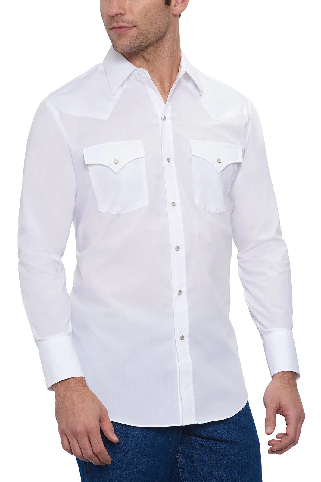 201905(01) Men's Long Sleeve White Western Snap by Ely Cattleman