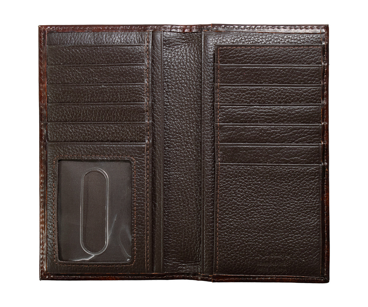 Nocona brown floral embossed rodeo wallet, inside
