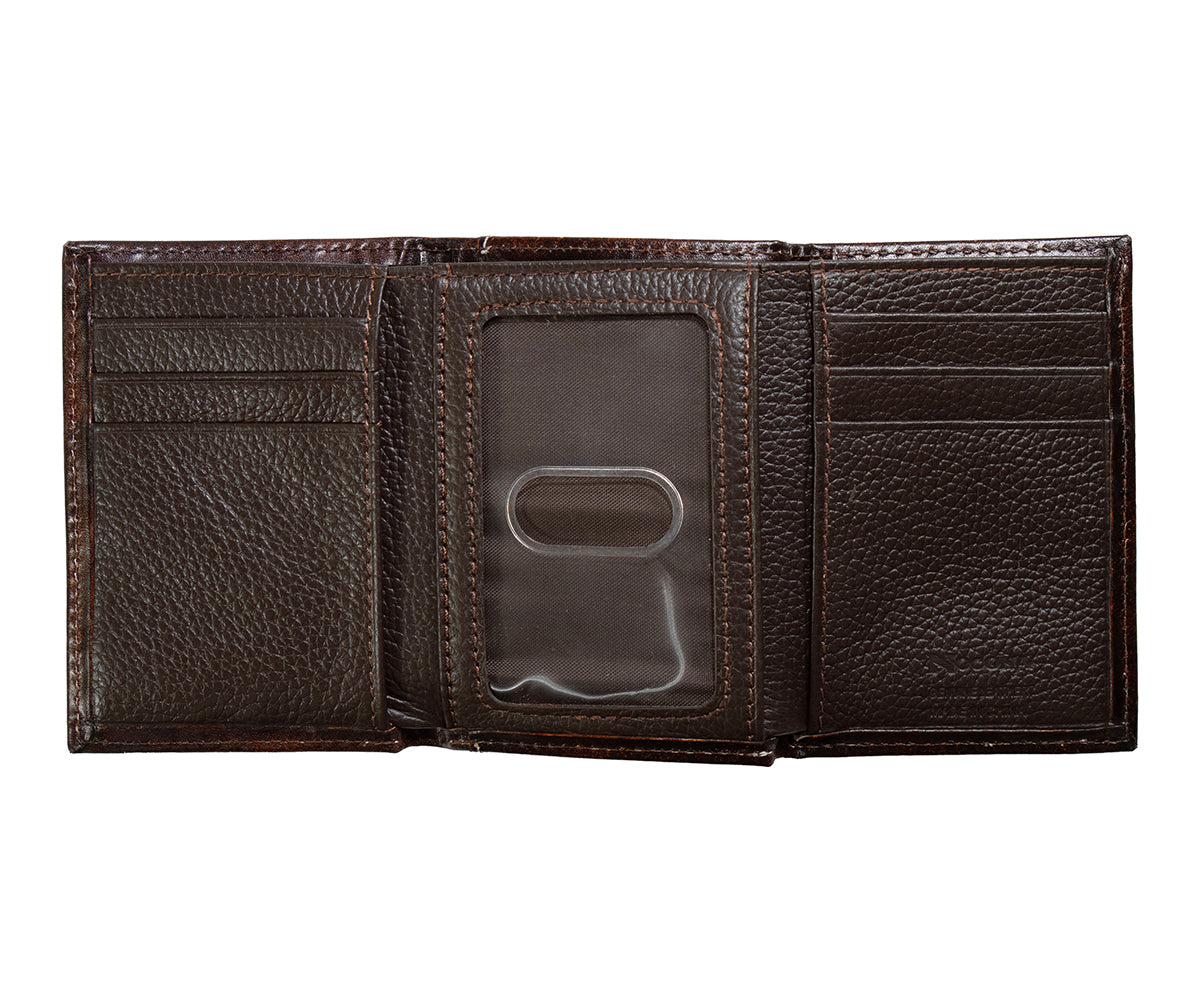 Nocona brown floral embossed trifold wallet, inside
