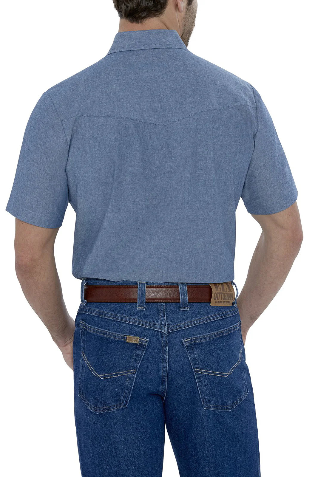 15202675(84) Men's Short Sleeve Pearl Snap Chambray Shirt by Ely & Walker