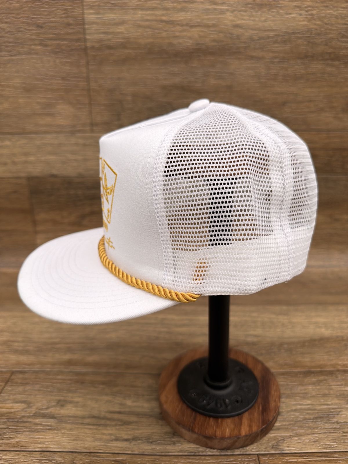 Three of a Kind flat brim rope cap in White by Southern Executer, side